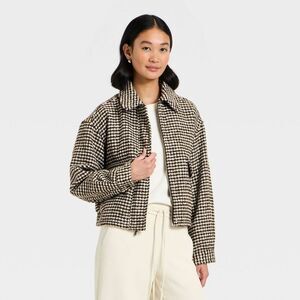 NWT A New Day Brown and White Houndstooth Jacket